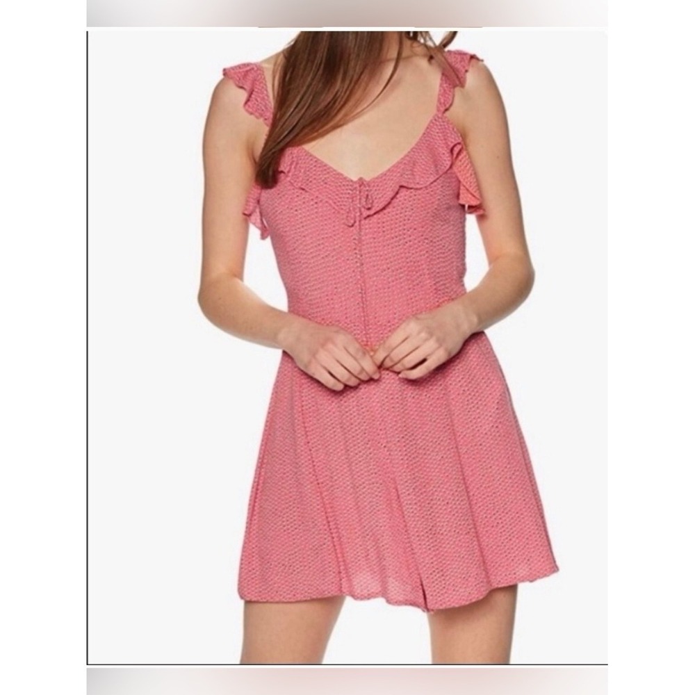 Billabong Pink Ditsy Print Ruffle Strap Smocked Romper Size S